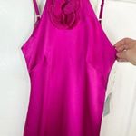 XScape Women's Size 6 Magenta Satin Gown Rose Applique Formal Dress Photo 4