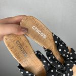 Chico's  Vintage Women's Wedge Sandals Size 7 Black Polka Dot Bow Cork Espadrille Photo 2