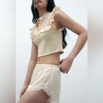 ZARA  Cream Lace Trim Combination Knit Top S Photo 1