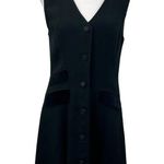 British Khaki Sleeveless Black Jumper Or Dress Front Buttons V-Neck Size 8 Photo 12