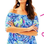 Lilly Pulitzer sain blue peri pinch pinch off the shoulder top small Photo 0