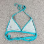 Becca  Womens Bikini Large Teal Blue 2 Piece Floral Embroidered Triangle Halter Photo 9