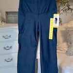 Flare Navy Blue Leggings Crop Comfy Soft Womens Small Pockets Photo 0