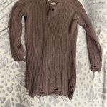 Derek Heart Brown V-Neck Cable Knit Sweater Photo 2
