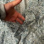 Macy's Women's Floral Print Ruffle Topper Tie-Waist Bell-Sleeve Top, Blue, S Photo 3