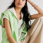 We The Free Green Light Lime Bright Young Things Linen Blazer Vest Large New Photo 0