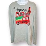 Love in Faith Merry Christmas Truck Long Sleeve Tshirt Marled Grey Red S Gray Photo 0