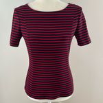 Banana Republic  Blue and Red Striped Short Sleeve Knit top sz S Photo 1