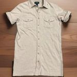 Ralph Lauren Lauren Size M Natural Oatmeal Linen Cotton Shirt Dress Button Knee Photo 0