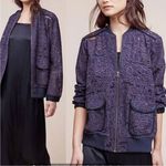 Anthropologie EUC Anthro Elevenses Miranda Lace Bomber Jacket Purple Oversized Small Photo 1
