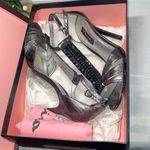 Nina Shoes Nina Ulrica Womens Size 9 Gunmetal Satin Rhinestone Round Open Toe Heels Photo 6