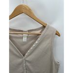 H&M Top Women XL Cream Thermal Ribbed Button Detail Sleeveless V-Neck Tank Photo 3