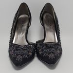 Anne Michelle Anne Mitchell Black Suede Beaded Embellished D'orsay Heels Size 7.5 Photo 10
