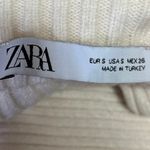 ZARA Cream Ribbed Knit Mock Neck Drop Shoulder Cropped Sweater Top Size S Photo 2