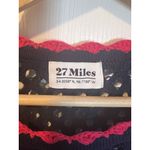 27 Miles Malibu Michele Short Sleeve Knit Top Crochet Flower Hem Small Navy Blue Photo 3