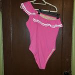 J.Crew  size 12  pink one shoulder ruffle one piece bathing suit nwt Photo 3