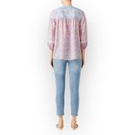 Shoshanna Solado Blouse Women's XS Pink Blue Floral 3/4 Sleeves Split V-Neck Photo 1