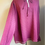 Burgundy Boho Sparkle Whimsi Fairy Flowy XXL Top Long Sleeve Ruffle Romantic Red Photo 0