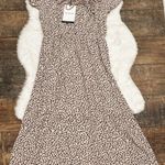 Who What Wear NWT Pink/Black Mini Leaves Puff Sleeve Smocked Dress Photo 0