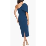 Dress the Population  Tiffany One-Shoulder Midi Dress in Peacock Blue. Size L Photo 1