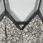 White House | Black Market Floral V-Neck Cami Top Black & White Size Medium Photo 3