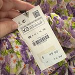 ZARA NWT  Draped Ruched Puff Sleeves Floral Lilac Bodycon Mini Dress Milkmaid XS Photo 11