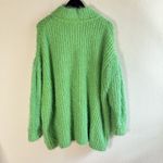 Free People  Oasis Oversized Tunic Sweater Mock Neck Fuzzy Chunky Green Energy SM Photo 6