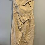 ZARA Dress Elegant Tan One Off Shoulder Strap Strap Dress Sz M NWT Midi Photo 3