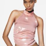 ZARA  Metallic Pink Halter Tank Top Photo 0