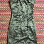 ARMY GREEN SATIN STRAPLESS TUBE MINI PARTY DRESS Size XS Photo 0