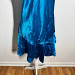 Solange Slip Dress Nightgown Women 14/16 Satin Blue Scoop Hem Flouncy Romantic Photo 7