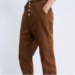 ZARA High Waisted Paper Bag Button Fly Corduroy Ankle Pants Toffee Brown Size 2 Photo 1