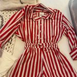 Faithfull the Brand Isole Stripe Playsuit in Red and White Photo 3