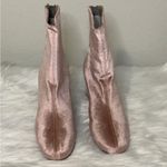 Free People  Velvet Cecile Bootie Size 37 Rose Boots Pink Block Heel Velour New Photo 1