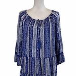 Lee 1X Blue Layer Hem Blue White Top Blouse Photo 0