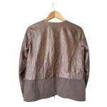 Lafayette 148 Two Tone Taupe Leather & Cotton Jacket Size S Brown Photo 2