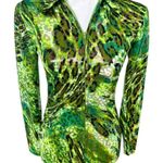VINTAGE Y2K RARE EQUESTRIAN HOBBY HORSE WESTERN LEOPARD IRRIDESCEN TOP XSMALL #6 Green Size XS Photo 0