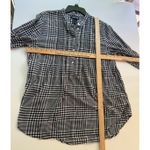 Lands’ End Womens Plaid Flannel Shirt Tunic 14 Long Sleeve Pull Over Black White Photo 7