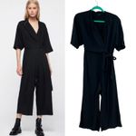 AllSaints‎ Laurel Jumpsuit Wrap Wide Leg Cropped Black Size XS Photo 1