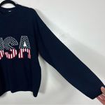 USA Patriotic Pullover Sweater Large America Oversized Slouchy Americana Blue Photo 4