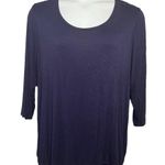 Cato  Navy Blue Knit Top Plus 18/20W Scoop Neck Stretchy Casual Blouse Photo 1