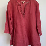 Eileen Fisher Linen Tunic Top sz M Minimalist Resort Vacation Coral Sequin Photo 0