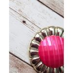 Vintage Clip On Earrings Large Statement Unusual Pink & Light Gold Tone 1.75" Photo 9