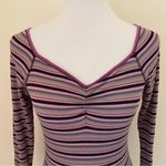 Free People  Ribbed Knit Long Sleeve Put A Stripe On It Thong Bodysuit Photo 5