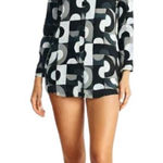 Motel Printed Partial Button-Front Tunic NEW Large Photo 0