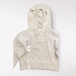 Soft Surroundings  Beige Chunky Heavy Knit‎ Hoodie Sweater Size M Photo 6