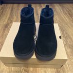 UGG  black suede wool platform heeled ankle boots booties shoes women’s 9 new Photo 6