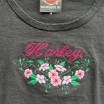 Harley Davidson vintage  black tee with pink and green floral embroidery  Photo 1