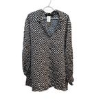 Marina Rinaldi Women Black White Printed Satin Top Size 20 Herringbone Photo 10