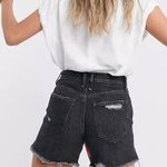 Free People Washed Black Distressed Makai High Waisted Cowgirl Cut Off Shorts Photo 2